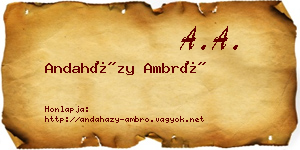 Andaházy Ambró névjegykártya
